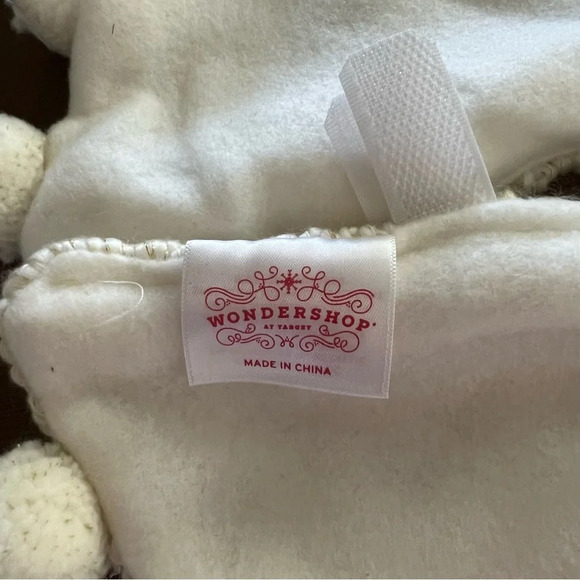 Wondershop Mini Christmas Tree Skirt, White Knit w/  PomPom Trim - Picture 2 of 4